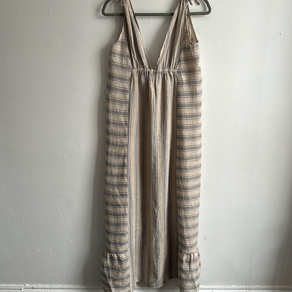 Luisa Ricci Dresses & Skirts - 100% Italian linen beige and navy striped maxi sundress, women’s Medium